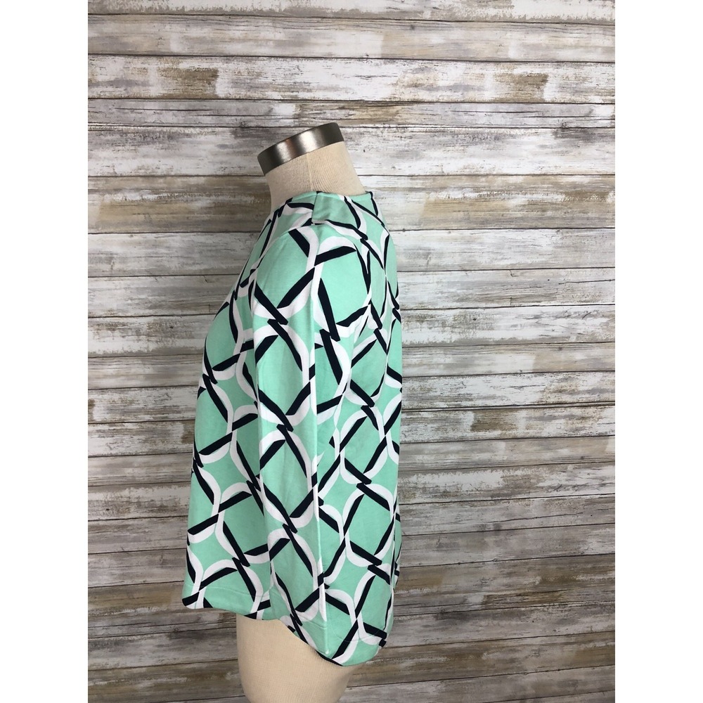 Crown & Ivy Top Geometric Print Knit Shirt Size XS Mint Green Navy - Picture 4 of 8